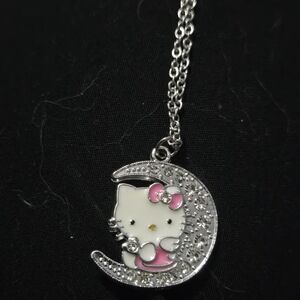 Hello Kitty Silver and Pink Crescent Necklace